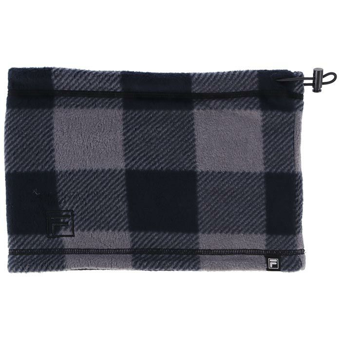 フィラ FILA　メンズ チェック柄 フリース ネックウォーマー 782-940 BK ブラック　2022年モデル ブラック（BK）