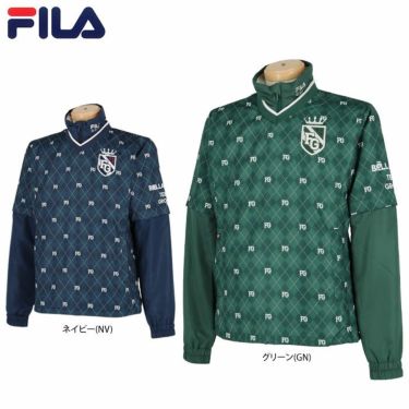 フィラ FILA　メンズ 撥水 ロゴ刺繍 総柄プリント 裏地付き 2WAY ネックウォーマー付き プルオーバー 782-202　2022年モデル 詳細1