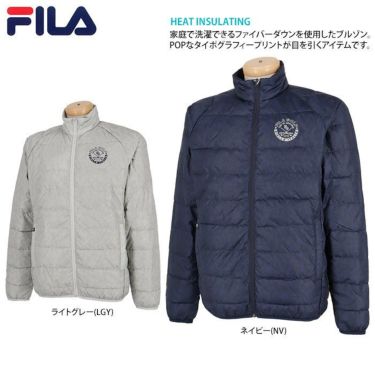 フィラ FILA　メンズ 撥水 ロゴデザイン 総柄プリント 長袖 フルジップ ダウン ブルゾン 782-204　2022年モデル 詳細2