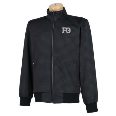 フィラ FILA　メンズ 防風 ロゴ刺繍 総柄プリント フリース裏地 ストレッチ 長袖 ボンディング フルジップ ブルゾン 782-210　2022年モデル ブラックチドリ（BKH）