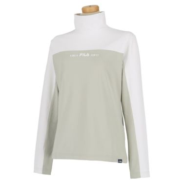 フィラ FILA　レディース バイカラー ストレッチ スムース裏起毛 長袖 ハイネックシャツ 792-542　2022年モデル グレー（GY）