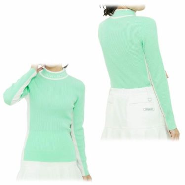 ジュン アンド ロペ JUN ＆ ROPE　レディース バイカラー ライン配色 リブ編み 長袖 モックネック セーター ERM62300　2022年モデル 詳細3