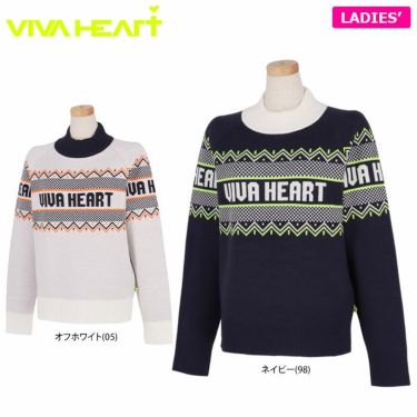 ビバハート VIVA HEART　レディース ロゴジャガード フェアアイル柄 長袖 モックネック セーター 012-17010　2022年モデル 詳細1