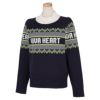 ビバハート VIVA HEART　レディース ロゴジャガード フェアアイル柄 長袖 モックネック セーター 012-17010　2022年モデル ネイビー（98）