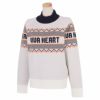 ビバハート VIVA HEART　レディース ロゴジャガード フェアアイル柄 長袖 モックネック セーター 012-17010　2022年モデル オフホワイト（05）