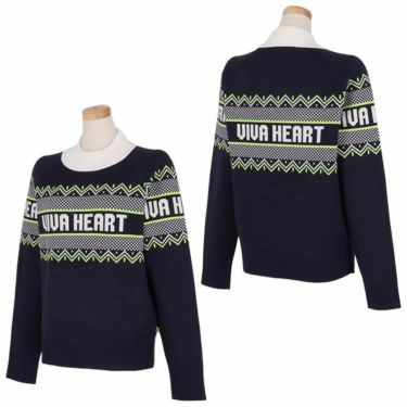 ビバハート VIVA HEART　レディース ロゴジャガード フェアアイル柄 長袖 モックネック セーター 012-17010　2022年モデル 詳細3