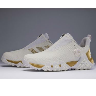 アディダス adidas　コードカオス22 ボア ASIA PACK GREATER CHINAモデル　ゴルフシューズ LYQ65 IE1498　2023年モデル フットウェアホワイト/ゴールドメタリック/クリスタルホワイト