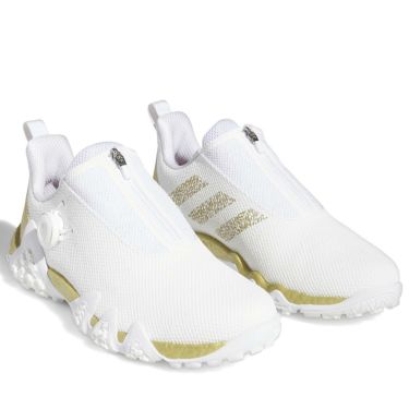 アディダス adidas　コードカオス22 ボア ASIA PACK GREATER CHINAモデル　ゴルフシューズ LYQ65 IE1498　2023年モデル フットウェアホワイト/ゴールドメタリック/クリスタルホワイト