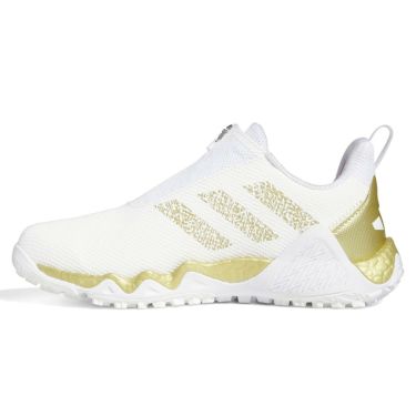 アディダス adidas　コードカオス22 ボア ASIA PACK GREATER CHINAモデル　ゴルフシューズ LYQ65 IE1498　2023年モデル フットウェアホワイト/ゴールドメタリック/クリスタルホワイト