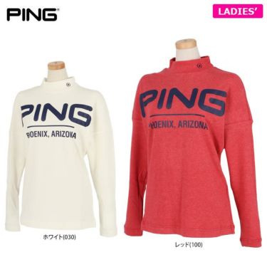 ピン PING　レディース ビッグロゴ 微起毛 ストレッチ 長袖 ハイネックシャツ 622-2269010　2022年モデル 詳細1