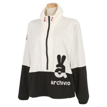 アルチビオ archivio　レディース 撥水 防風 ロゴプリント バイカラー ストレッチ 長袖 フード付き ジッパー ブルゾン A214017　2022年モデル ホワイト（190）