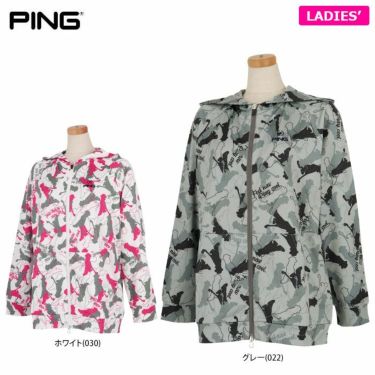 ピン PING　レディース Mr.PING 総柄 ストレッチ 長袖 フルジップ フーディー 622-2262802　2022年モデル 詳細1