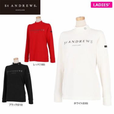 セントアンドリュース St ANDREWS　レディース ロゴプリント ベア天竺 ストレッチ 長袖 ハイネックシャツ 043-2266152　2022年モデル 詳細1