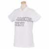 ジャックバニー Jack Bunny!!　レディース アウトラインロゴプリント 鹿の子 半袖 ポロシャツ 263-3160114　2023年モデル ホワイト（030）