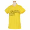 ジャックバニー Jack Bunny!!　レディース アウトラインロゴプリント 鹿の子 半袖 ポロシャツ 263-3160114　2023年モデル イエロー（060）