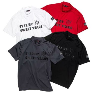 SY32 by SWEET YEARS メンズ ロゴプリント 半袖 モックネックシャツ