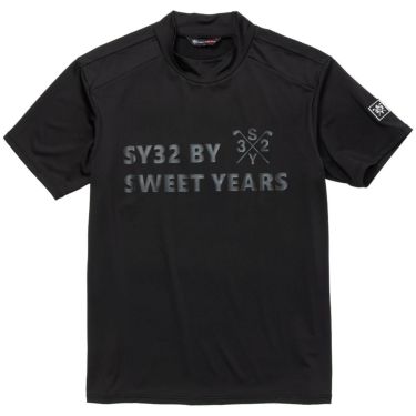 SY32 by SWEET YEARS　メンズ ロゴプリント 半袖 モックネックシャツ 11305-4　2023年モデル ブラック（001）