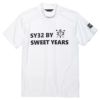 SY32 by SWEET YEARS　メンズ ロゴプリント 半袖 モックネックシャツ 11305-4　2023年モデル ホワイト（002）