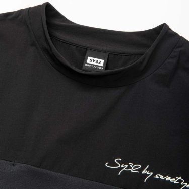 SY32 by SWEET YEARS　メンズ ロゴプリント 胸ポケット付き 生地切替 半袖 モックネックシャツ SYG-23S16　2023年モデル 詳細3