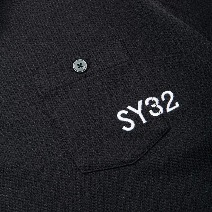 SY32 by SWEET YEARS メンズ ロゴ刺繍 胸ポケット付き 半袖 スキッパー 
