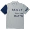 SY32 by SWEET YEARS　メンズ ロゴデザイン 配色切替 ストレッチ 半袖 モックネックシャツ SYG-23S38　2023年モデル グレー（003）