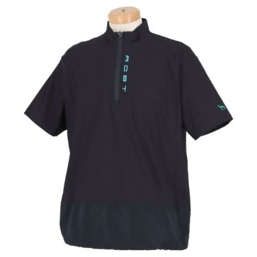 アダバット adabat　メンズ 生地切替 半袖 ハーフジップシャツ 643-14444　2022年モデル ダークネイビー（094）