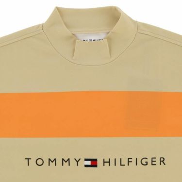 トミー ヒルフィガー ゴルフ　メンズ ロゴデザイン ボーダー柄 ストレッチ 半袖 モックネックシャツ THMA306　2023年モデル 詳細3