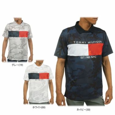 トミー ヒルフィガー ゴルフ　メンズ ロゴデザイン カモフラージュ柄 半袖 衿付き クルーネックシャツ THMA313　2023年モデル 詳細1