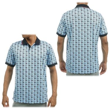 トミー ヒルフィガー ゴルフ　メンズ 総柄 ロゴプリント 半袖 ポロシャツ THMA317　2023年モデル 詳細2