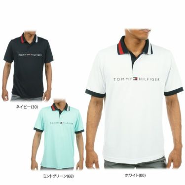 トミー ヒルフィガー ゴルフ　メンズ ロゴプリント 配色切替 半袖 ポロシャツ THMA319　2023年モデル 詳細1
