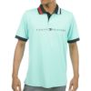 トミー ヒルフィガー ゴルフ　メンズ ロゴプリント 配色切替 半袖 ポロシャツ THMA319　2023年モデル ミントグリーン（68）