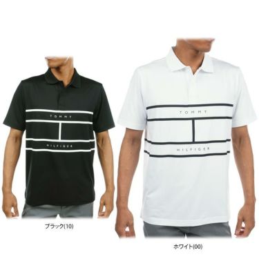 トミー ヒルフィガー ゴルフ　メンズ ロゴプリント ライン使い 半袖 ポロシャツ THMA339　2023年モデル 詳細1