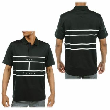 トミー ヒルフィガー ゴルフ　メンズ ロゴプリント ライン使い 半袖 ポロシャツ THMA339　2023年モデル 詳細2