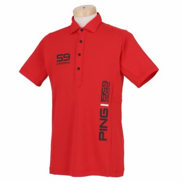 ピン PING　メンズ ロゴプリント ストレッチ 半袖 ポロシャツ 621-2160200　2022年モデル レッド（100）
