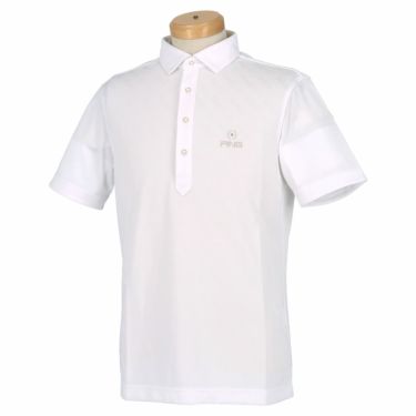 ピン PING　メンズ バイアスロゴ ジャカード ストレッチ 半袖 ポロシャツ 621-2160202　2022年モデル ホワイト(030)