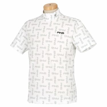 ピン PING　メンズ 総柄 ストレッチ 半袖 ハイネックシャツ 621-2168202　2022年モデル グレー（020）