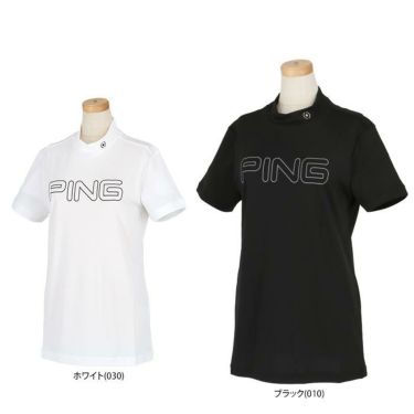 ピン PING　レディース ロゴデザイン ストレッチ 半袖 ハイネックシャツ 622-2168200　2022年モデル 詳細1