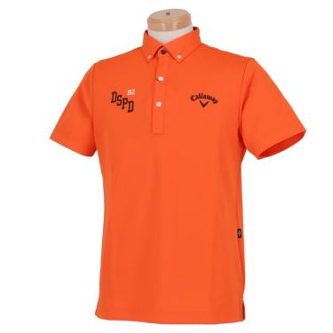 キャロウェイ Callaway　メンズ ロゴ刺繍 鹿の子 半袖 ボタンダウン ポロシャツ C23134100　2023年モデル オレンジ（1150）