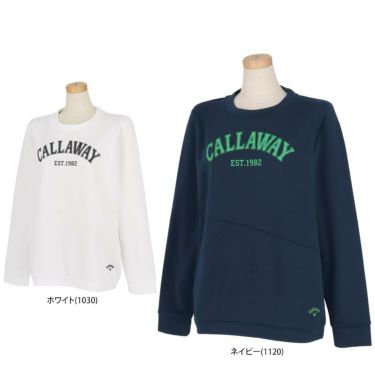 キャロウェイ Callaway　レディース ロゴデザイン スウェット ストレッチ 長袖 クルーネック プルオーバー C23117201　2023年モデル 詳細1