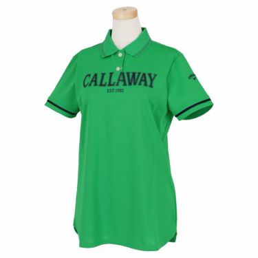 キャロウェイ Callaway　レディース ロゴデザイン 鹿の子 半袖 ポロシャツ C23134200　2023年モデル グリーン（1140）