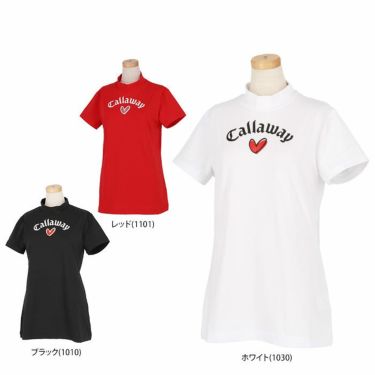 キャロウェイ Callaway　レディース ロゴデザインプリント ストレッチ 半袖 モックネックシャツ C23134220　2023年モデル 詳細1