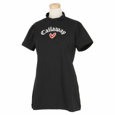 キャロウェイ Callaway　レディース ロゴデザインプリント ストレッチ 半袖 モックネックシャツ C23134220　2023年モデル ブラック（1010）