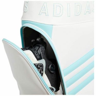 アディダス adidas　レディース 軽量 スリーストライプ キャディバッグ NMH63 HT6809 ホワイト/クリアアクア　2023年モデル 詳細3