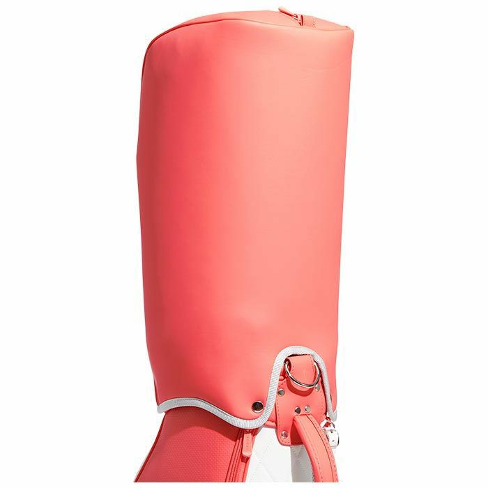 アディダス adidas　レディース 軽量 スリーストライプ キャディバッグ NMH63 HT6810 コーラル/ホワイト　2023年モデル 詳細4