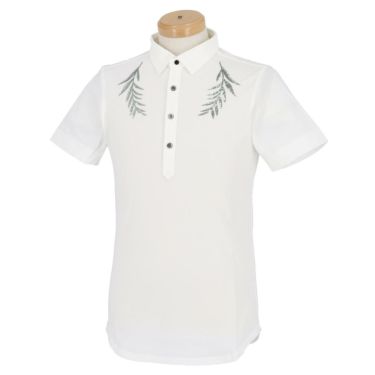 セントアンドリュース St ANDREWS　メンズ ロゴデザイン スパンコール刺繍 半袖 ポロシャツ 042-9160601 ホワイト（030）