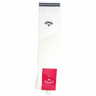 キャロウェイ Callaway　レディース ロゴ刺繍 ラインデザイン ハイソックス C23993201 1030 ホワイト　2023年モデル ホワイト（1030）