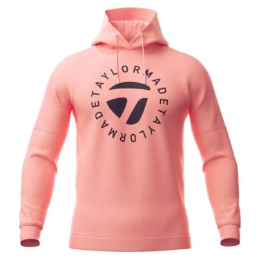 テーラーメイド TaylorMade　メンズ ロゴプリント スウェット ストレッチ 長袖 プルオーバー フーディー TJ324　2023年モデル ピンク（N97372）
