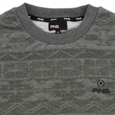 ピン PING　メンズ ロゴ刺繍 総柄ジャガード ストレッチ 長袖 クルーネック プルオーバー 621-3141105　2023年モデル 詳細3