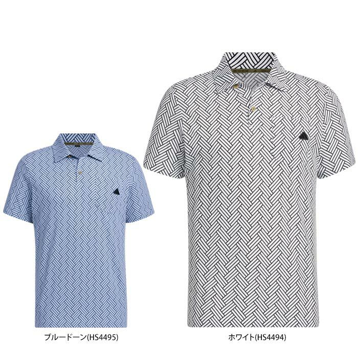 アディダス adidas メンズ ドットメッシュ生地 ウッドタイルパターンプリント 総柄 半袖 ポロシャツ MGR92 2023年モデル  【公式】有賀園ゴルフオンラインAGO