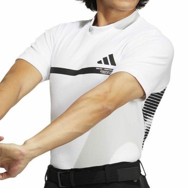 アディダス adidas　メンズ バックプリント ロゴデザイン 半袖 モックネックシャツ NMJ43　2023年モデル 詳細3